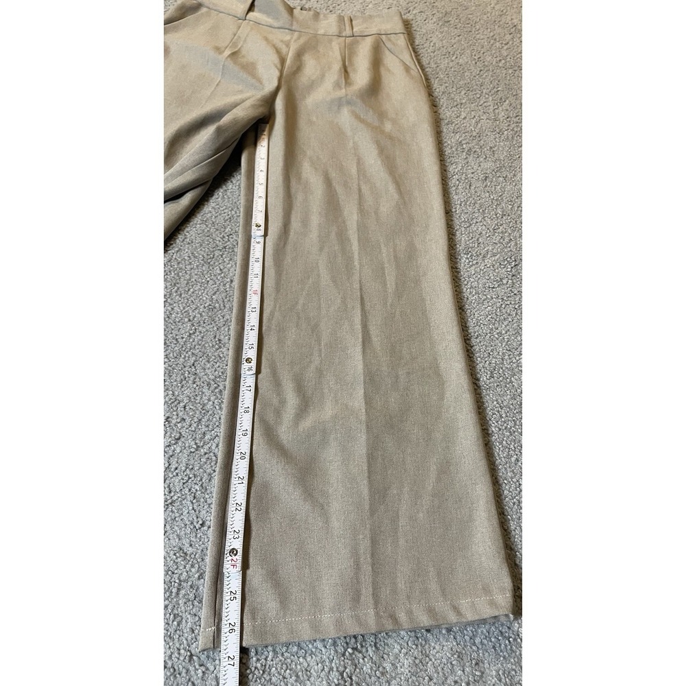 Wide Leg Dress Pants Sz M Beige Ultra High Rise Career Party Classic - Picture 6 of 10